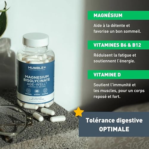 HUMBLE+ Pack Active Aging 3 Mois - 3 Magnésium + 3 Oméga-3 EPA & DHA | Bisglycinate D3, B6, B12 & Huiles de Poisson - Programme Complet, Trimestriel - pour le Quotidien - Marque Française