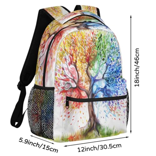 Watercolor Painting Tree Colorful Backpack Laptop Backpacks Casual College Travel Bag Hiking Daypack for Women Men2