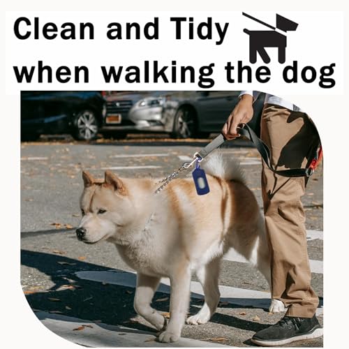 Image of Dog Poop Bag Dispenser for Leash with Snap Clip, Skin-friendly Texture Waste Bag Holder for Dog Walks and Cats, Pets Litter Bag Container, Indoor & Outdoor Use (Navy, 1)