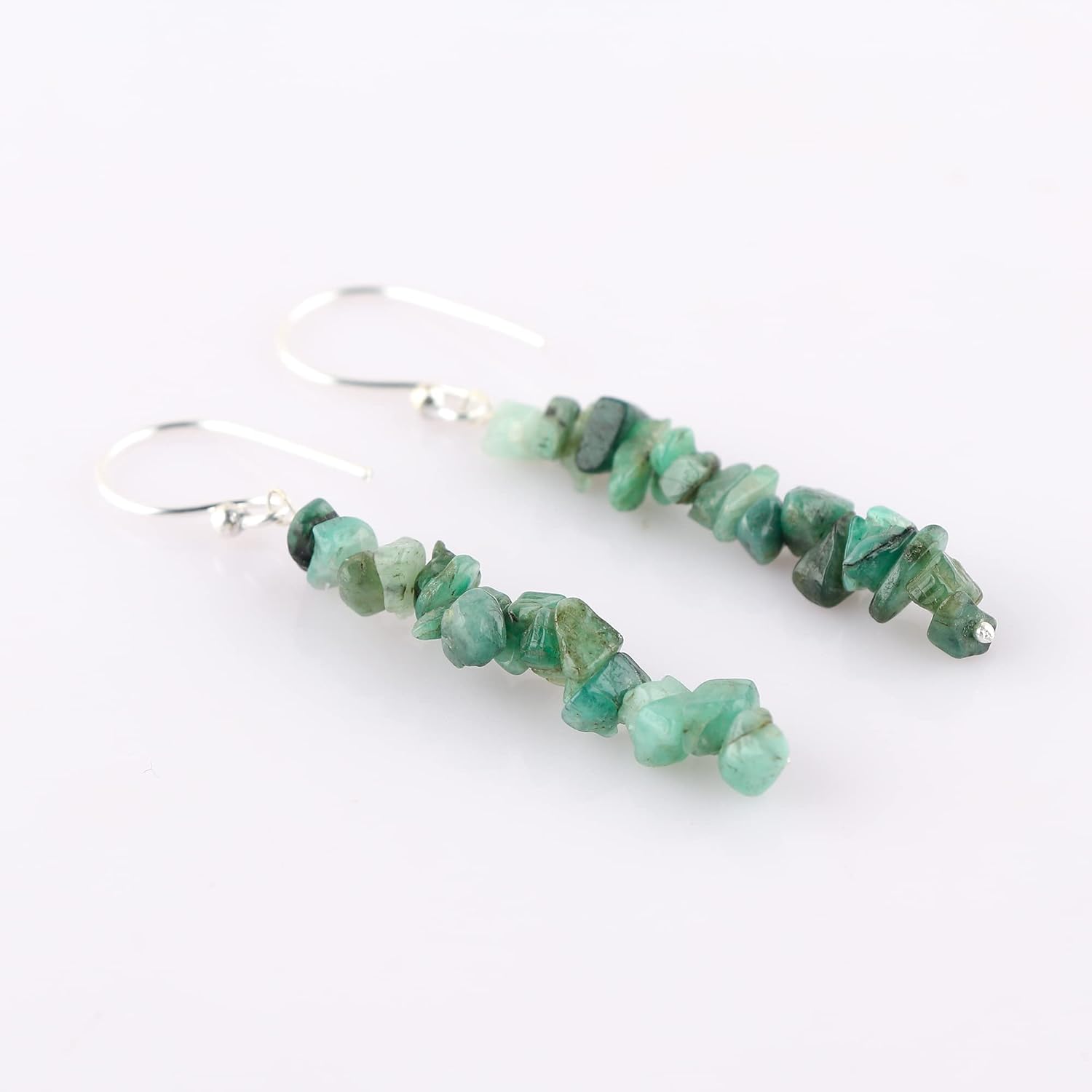 Gemstone Chips Dangling Long Earrings, Stone 2-3 MM, Silver Plated, Handmade Jewelry, Chakra Healing Crystals, Polished Nuggets Stones, Women Earrings, Gemstone Jewellry - Image 7