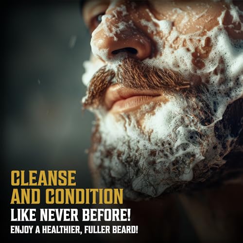 Image of Viking Revolution Beard Wash & Conditioner Set - Sweet Tobacco - 10 oz | Formulated with Argan & Jojoba Oils - Softens & Strengthens Beard - Sweet Tobacco Scent