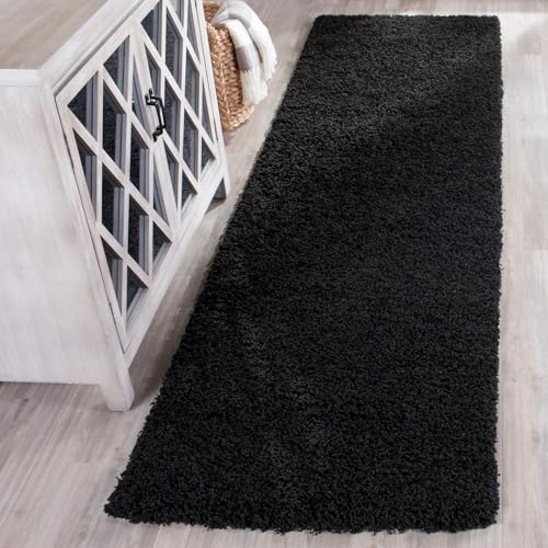 Image of Super Soft Microfiber Bedside Runner for Bedroom, Kitchen, Office, 2 x 5 Feet, Colour: Black, Thickness 1.5 Inches