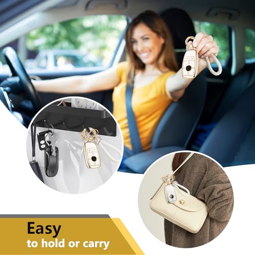 Image of Key Fob Cover for Mercedes Benz, Rhinestone Loop Case, Gold Edge