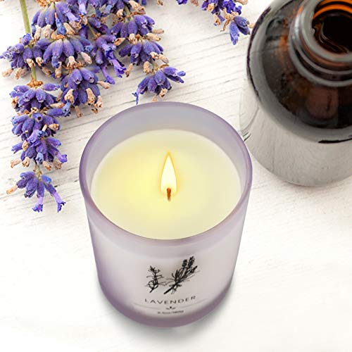 Scented Candle Set 3 Pieces, Candle for Women 6.4 Ounces 30 Hours Lasting Aromatherapy Soy Candle with Frosted Jar and Twine Embellishment for Home Use and Gifting, Lavender, Raspberry, Mokara