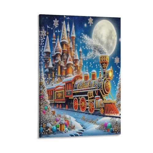 Tableau Impression Sur Toile Train Noël Affiche Grand Format - 3