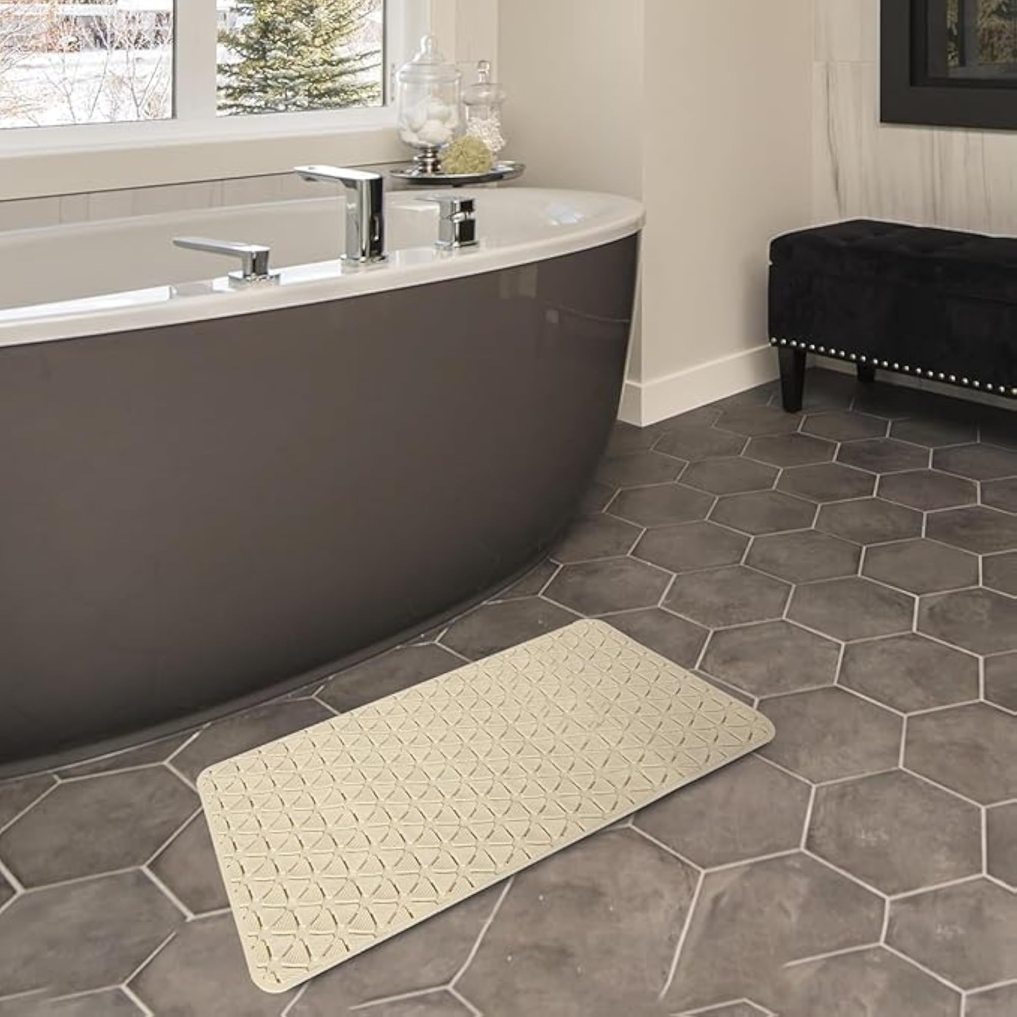 Shower Mat with Suction Cups and Drain Holes
