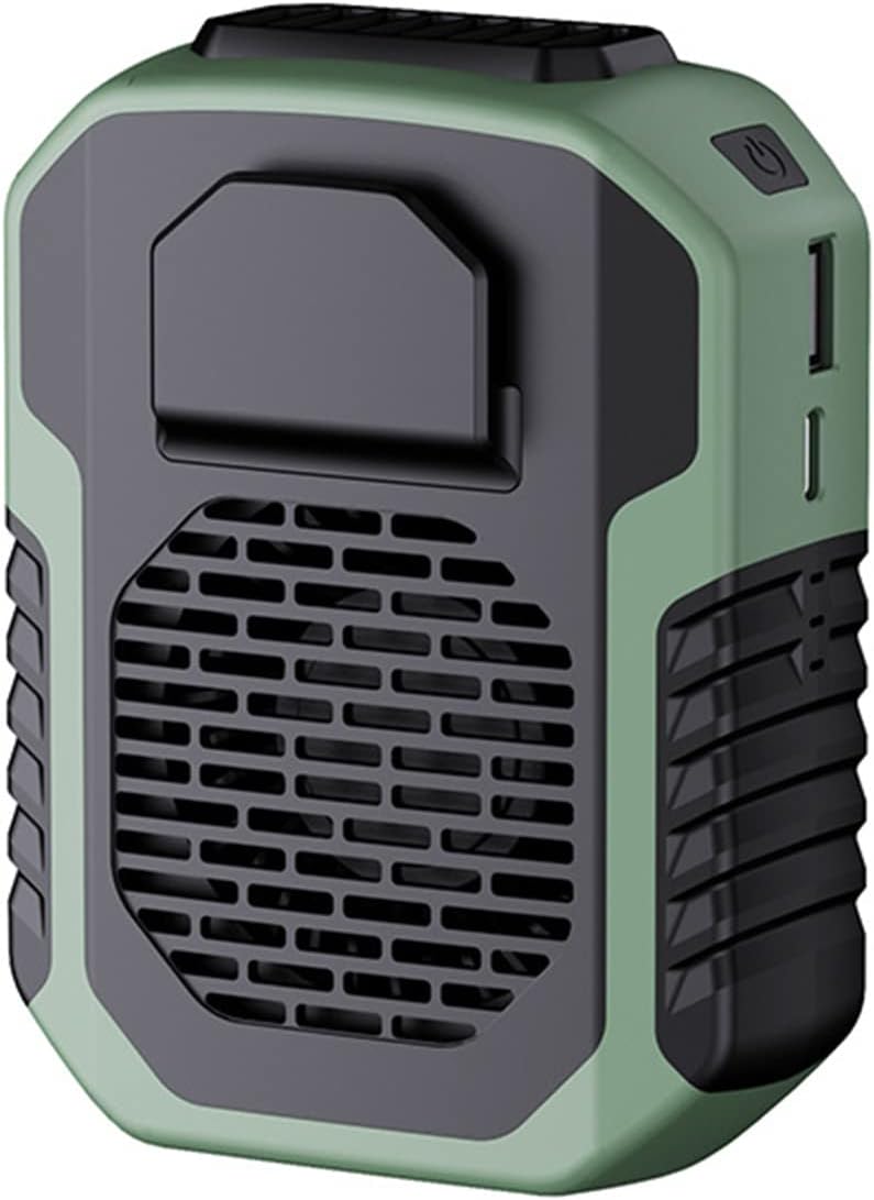 Portable Waist Clip Fan, 6000mAh Necklace Fan, Max 23H Working Time, 3 Speeds, Strong Airflow Hands-free Belt Fan, Rechargeable with USB Port for Outdoor Works, Farm, Hiking,Travel (army green)