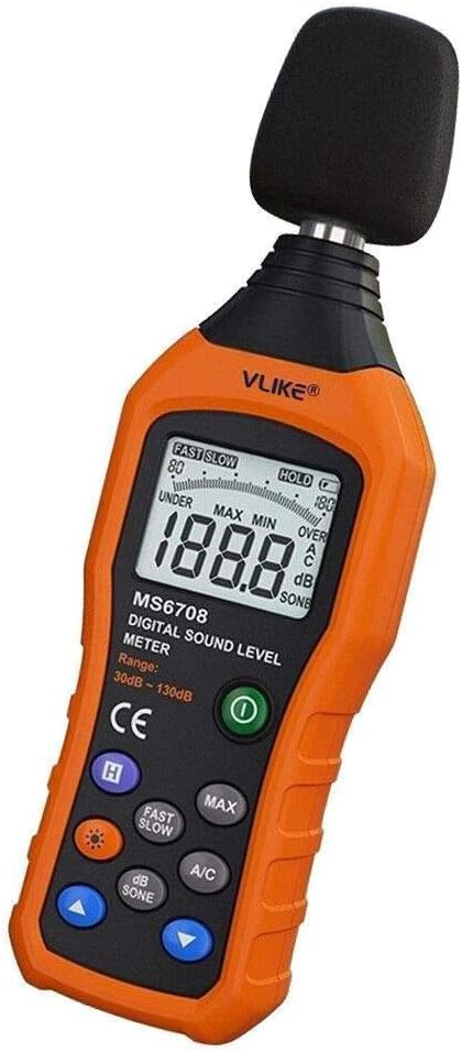 VLIKE LCD Digital Audio Decibel Meter Sound Level Meter Noise Level Meter Sound Monitor dB Meter Noise Measurement Measuring 30 dB to 130 dB A/C Mode (Batteries Not Include)