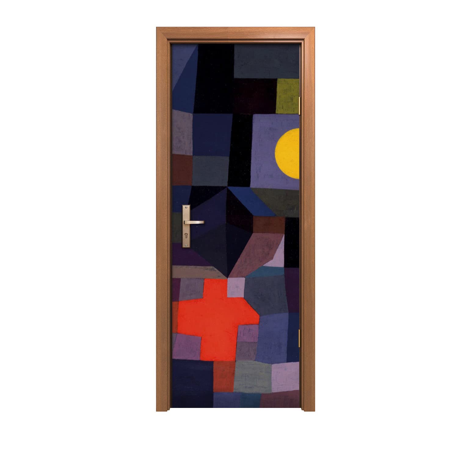 Autocollant de porte pour rénover facilement une porte abîmée motif lune 70x200