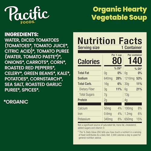Image of Pacific Foods Organic Hearty Vegetable Soup, Plant Based, 16.3 oz Can