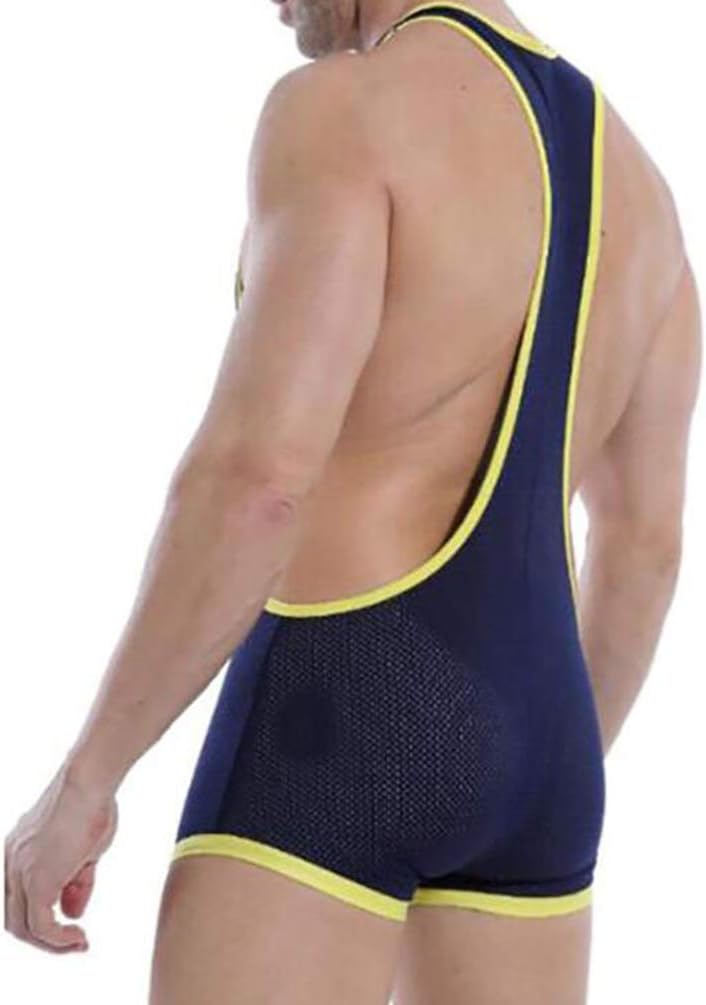 Men Breathable Mesh Underwear Sexy Suspender Jumpsuit Comfortable Wrestling Singlets