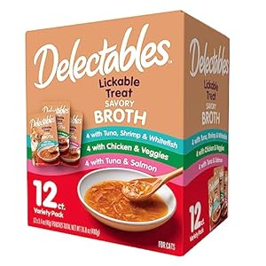 Delectables Savory Broths Lickable Wet Cat Treat Variety Pack, 12Count(Pack of 1)