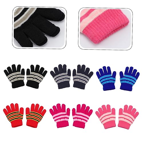 6pairs Boys and Girls Knitted Gloves Warm Mitten Boys Girls Gear Gloves Finger and Winter Mittens3