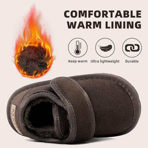 ESTAMICO Unisex-Child Snow Boots Toddler Girls Boys Plush Warm Winter Boot Easy On/Off Kids Booties2