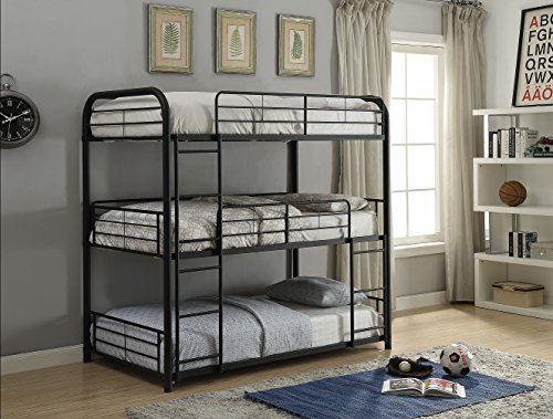 Acme Furniture Cairo Triple Bunk Bed, Twin, Sandy Black #TOP5