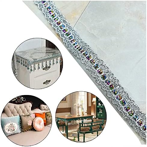 Miniatura 3 de 14.5 yardas de trenza metálica bordada de cinta metálica para recortar apliques de cortina de costura para disfraz, suministros para manualidades