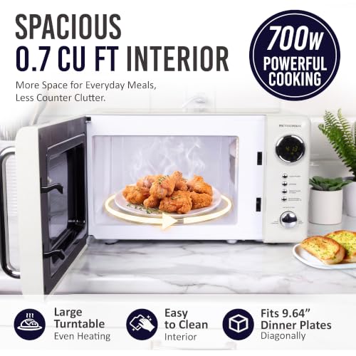 Nostalgia Retro Compact Countertop Microwave Oven - 0.7 Cu. Ft. - 700-Watts with LED Digital Display - Child Lock - Easy Clean Interior - White - image 5