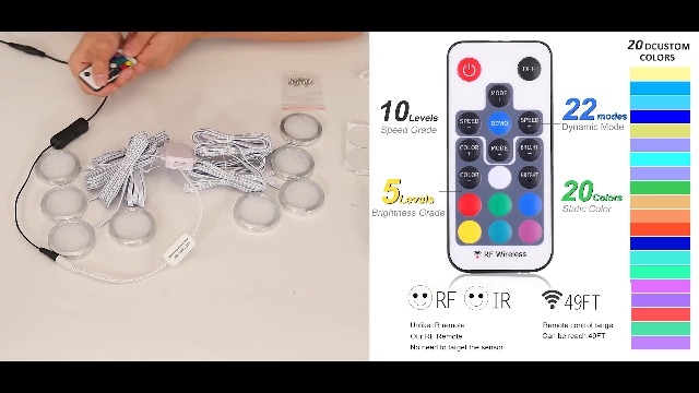 AIBOO RGBWW RGB Warm White Color Changing Christmas Xmas Under Cabinet LED Lights Kit IR Remote Puck Lights For Kitchen Counter Shelf Furniture Ambiance Lighting (RGBWW, 4 Lights, 12W), Under-Cabinet Lights