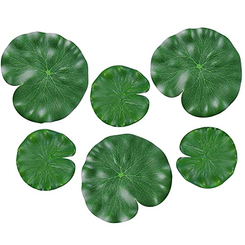 IRYNA 6Pcs Artificial Lily Pads Leaves Floating Foam Lotus Leaves Realistic Floating Lotus Leave for...