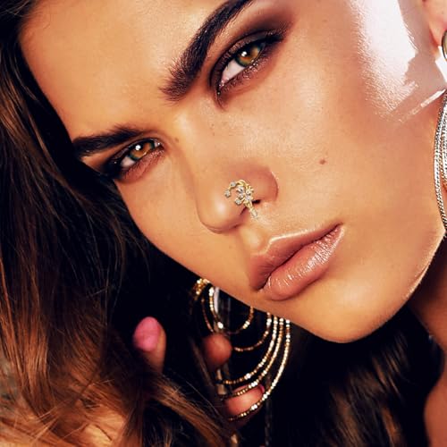 TAMHOO 18Pcs Nose Rings - L Shape, Butterfly & Heart Designs - Gold Nose Studs for Women2