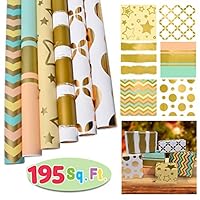 Algopix Similar Product 7 - 6 Rolls Gold Print Wrapping Paper 30