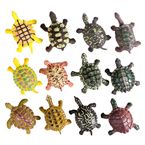 SUPVOX Set de 12 Figuras de Tortugas de Juguete en PVC, Réplica Animal de Plástico Realista para Propósitos Educativos y Adorno de Estudio Estilo Aleatorio