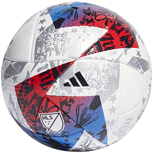 adidas MLS Pro Soccer Ball, White/Blue/Red, 4