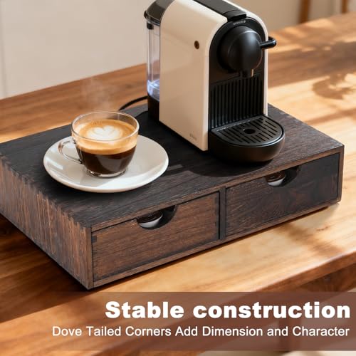 QYJinlida Wooden K Cup Organizer - Stylish Coffee Pod Storage Box for 30 Pods (2 Drawers) in Carbonised Black Finish - Image 5