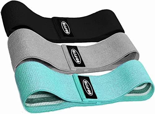 B-FIT Resistance Bands for Working Out, Fabric Booty Bands for Women and Men for use on Glutes, Arms and Legs, 3 Band Set plus a Carry Bag