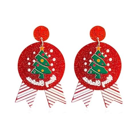Vavhoo Christmas Gingerbread Man Charm Dangle Drop Earrings Glitter Gold Acrylic Resin Fashion Statement Jewelry Holiday Gift Women Xmas Party Favors Decor Accessories (Christmas Tree) Cover