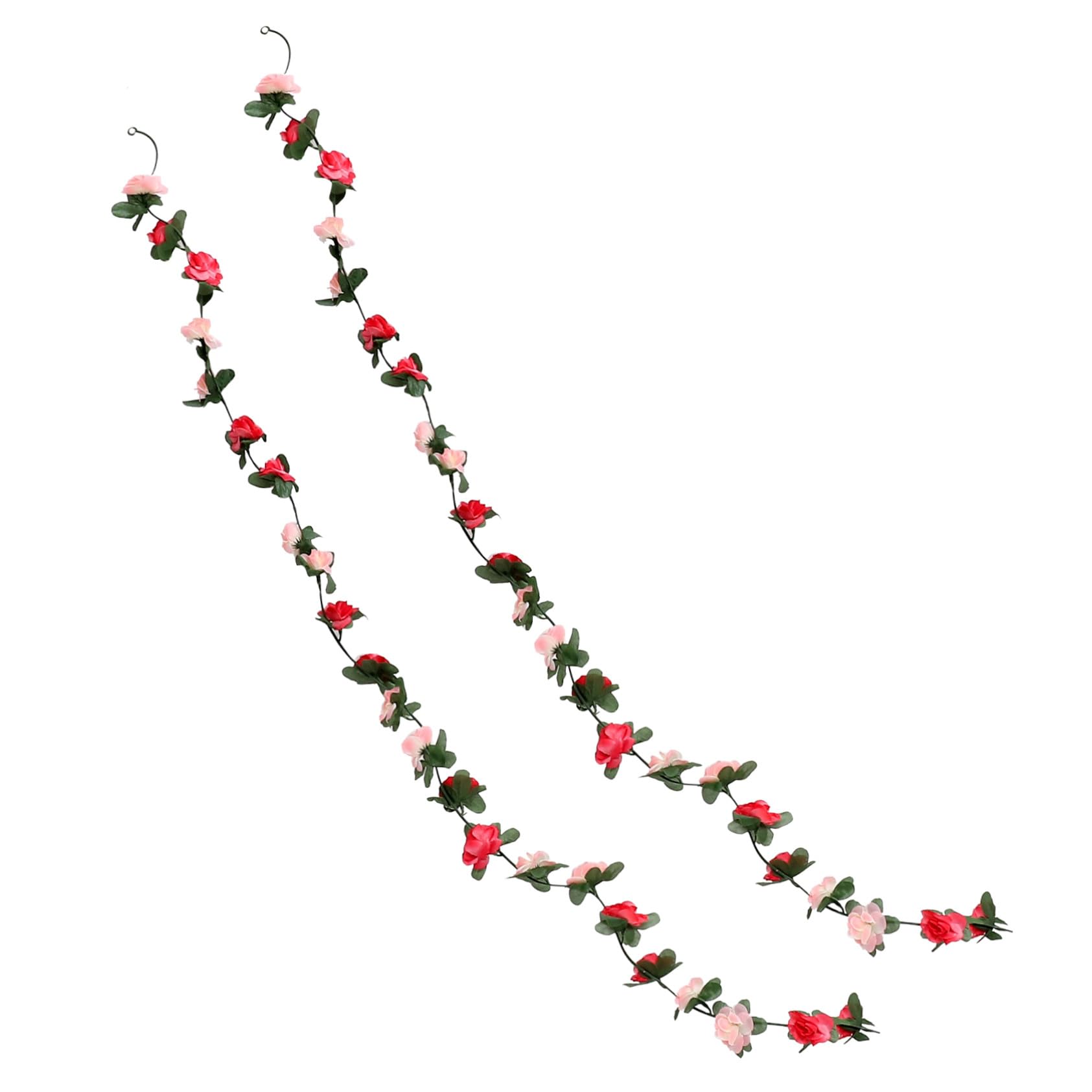 Guirnalda de peonías artificiales decorativa floral con hojas verdes para colgar en pared de hogar