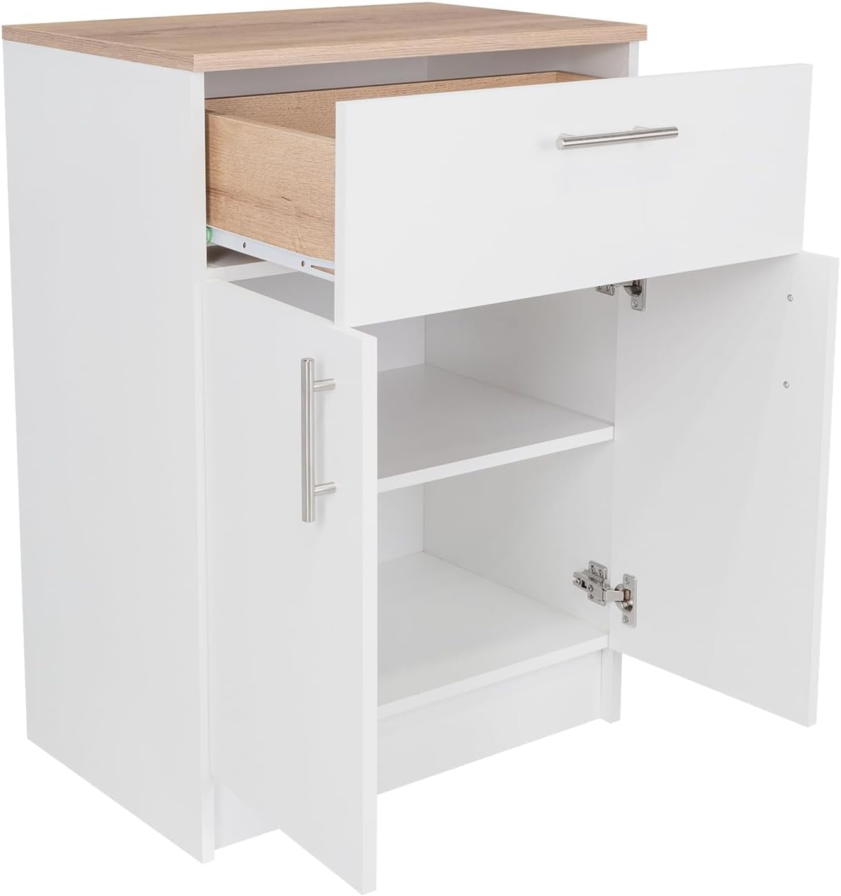 Tuhome Mayorca Multistorage Pantry Cabinet with Spacious Drawer, Double-Door Storage, Internal Tiered Shelves, Modern Home Kitchen Organizer for Small Appliances, Daily Essentials.