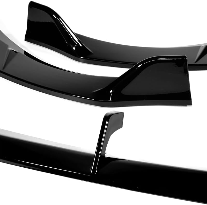 3PCS ABS MS-Style Front Bumper Lip Spoiler, Air Dams Chin Spoiler, Front Splitter, Compatible with 2019-2024 Mazda 3 Hatchback/5DR Model, Exterior Replacement Part (Painted Black)