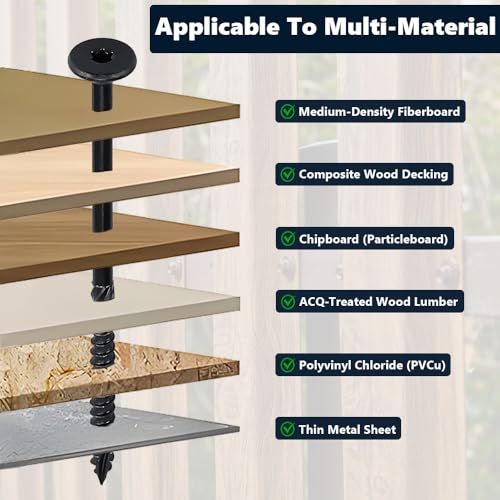 40 Tornillos para madera RoyceMart 1/4 x 4 pulgadas Pack resistente, cabeza plana, sistema Torx, punta autoperforante, revestimiento epoxi negro miniatura 6