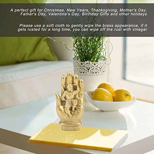 Mini Golden Monkey King Figurine Brass Chinese Feng Shui Sun Wukong Buddha Hand Statue Auspicious Wealth Good Luck Sculpture Ornaments For Home Office Decor #TOP3