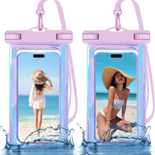 [Fino a 21,1 cm] 2 Pack Iridescence Universal Waterproof Phone Pouch Large Phone Case Waterproof Dry Bag (livello di protezione: IP68) Sport all'aria aperta per Apple iPhone, Samsung e altri (2 pezzi)