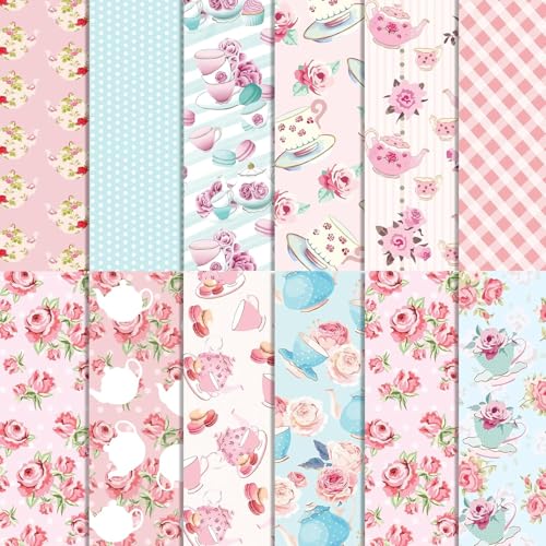 Scrapbook Papier 24 Blatt Wunderland Muster,12-Typen Doppelseitige Dekorpapier Origami Papier Scrapbook Zubehör Craft Mädchen Bastelpapier Journal Motivpapier DIY Fotoalbum 30x30cm