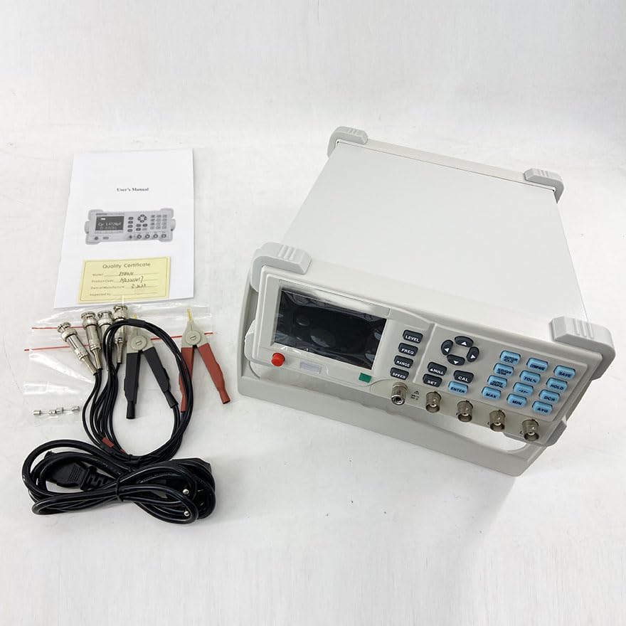 Benchtop LCR Meter Tester LCR Bridge with Frequency (100 120 200 400 800 1k 2k 4k 8k 10k) Hz USB RS232 Interface Inductance 0.001μH~9999H Resistance 0.0001Ω~99.99MΩ Capacitance 0.001pF~9999μF