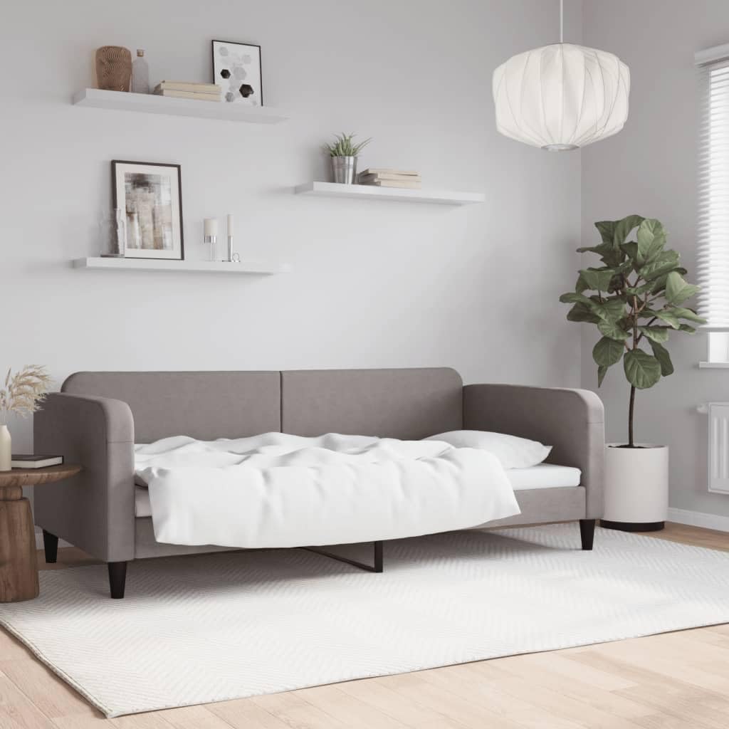 Brokky 354036 Letto da Giorno Tortora 90x200 cm in Tessuto Divano Letto,Giroletto, Singolo, Matrimoniale, Moderna
