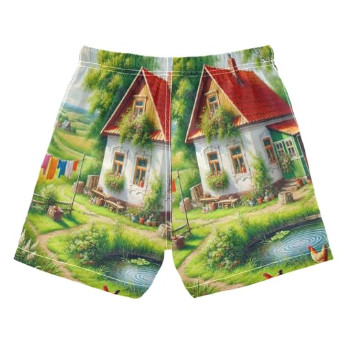 Farm Pond House Boys Swim Trunks Quick Dry Toddler Swimsuit Boy Swimwear Bathing Suits Board Shorts 3T Multi2