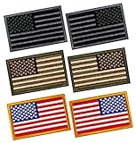 6 PCS Tactical Patches of USA US American Flag Regular and Reverse, with Hook and Loop for Backpacks Caps Hats Jackets Pants, Military Army Uniform Emblems, Size 3x2 Inches
