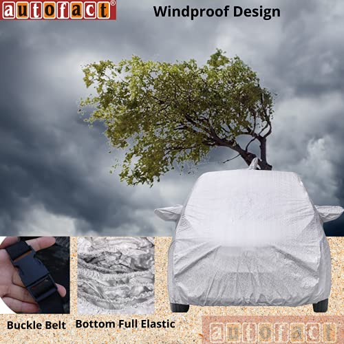 Image of Autofact Waterproof Car Body Cover Compatible with Maruti Swift 2018 to 2021 with Mirror and Antenna Pockets (Shinning Silver)