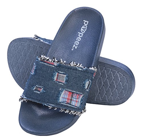 Girl's Sandals Open Toe Slide Denim Slipper Danim/Plaid