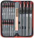 Hi-Spec Ensemble de fichiers main et aiguille pour l'ébavurage du bois de métal et du plastique 17 pc inclus, finition lisses, contrôle détaillé de la forme, travail grossier et fin, support d'ébavurage, space mise en page de sauvegarde