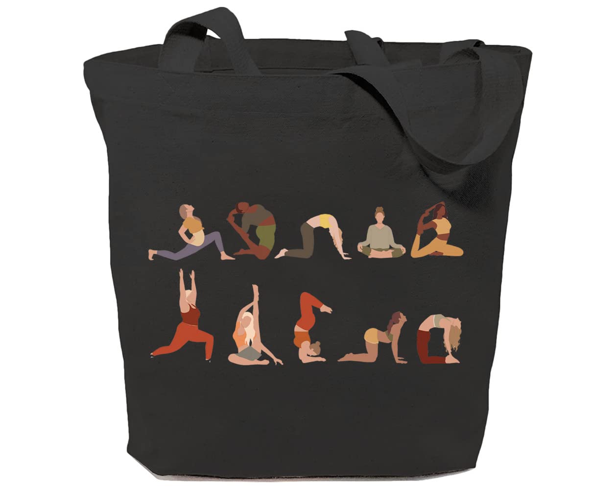 GXVUIS Canvas Tote Bag for Women Aesthetic Yoga Positions Print Reusable Grocery Shoulder Bags for Shopping Travel Beach Gym
