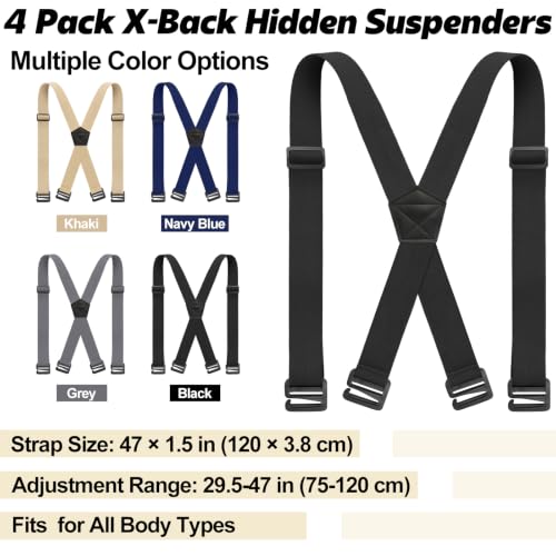 Image of Sintege 4 Pcs X Back Suspenders 1.5 Inch Heavy Duty