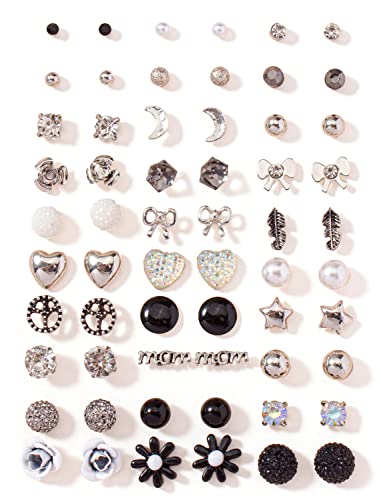 Image of Shining Diva Fashion 30 Pairs Combo Set Stylish Crystal Pearl Earrings for Women and Girls