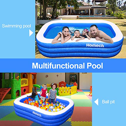 Homech Inflatable Swimming Pool, Inflatable Kiddie Pool, Full-Sized Family Lounge Pools, Family Swimming Pools Above Ground for Baby, Kids, Adults, Toddlers, Outdoor, Garden, Backyard, for Ages 3+