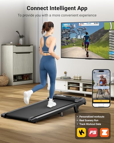 Image of THERUN 8% Walking Pad with Incline,Under Desk Walking Pad for Home Office,2.5 HP APP Walking Pad Treadmill,265 lbs Capacity LED Screen with Remote Control,Portable Large Walking Pad