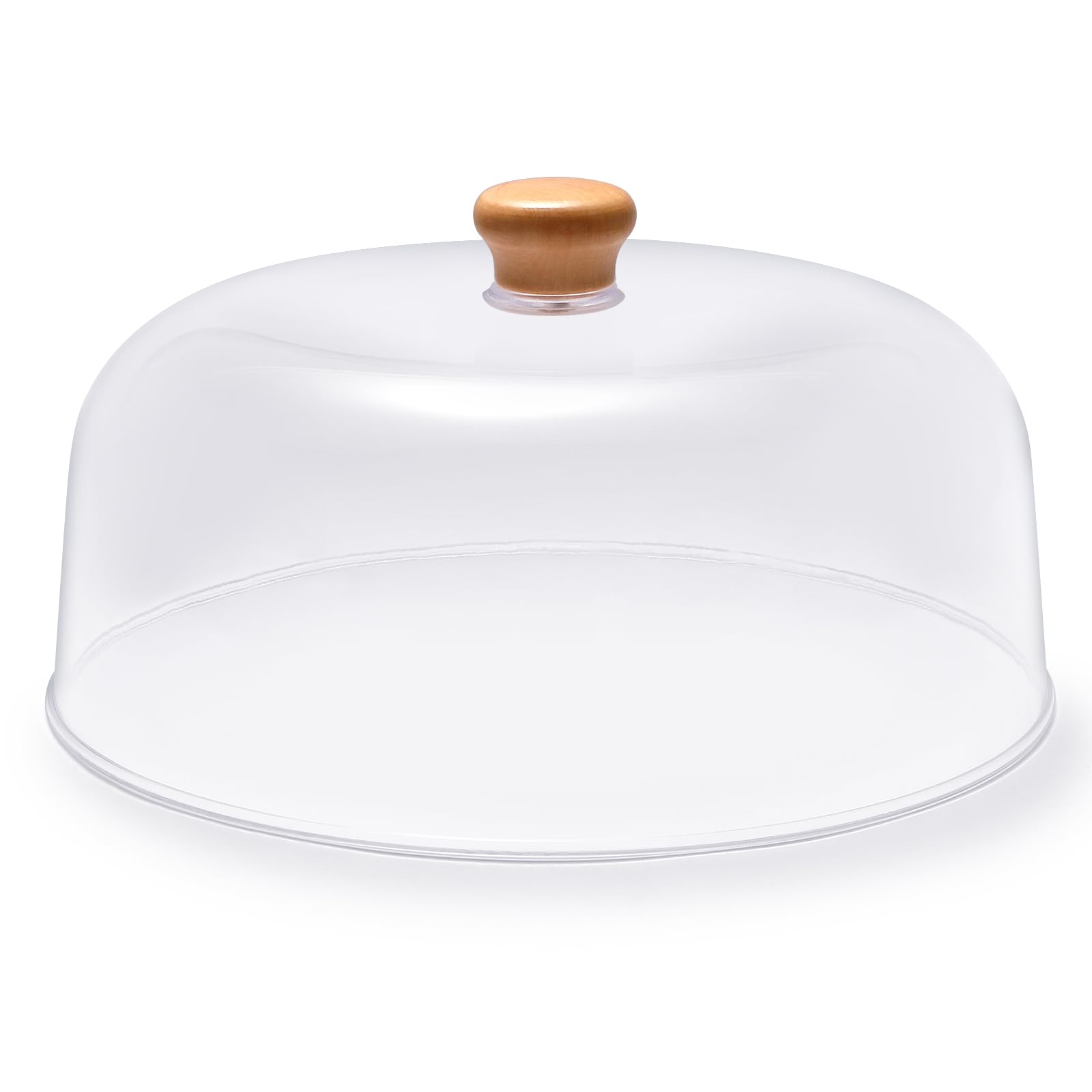 Photo 1 of 11-inch Plastic Acrylic Cake Dome Cover, Suitable for Cake Stand Plates Transparent Cake Cover(Wood Handle)